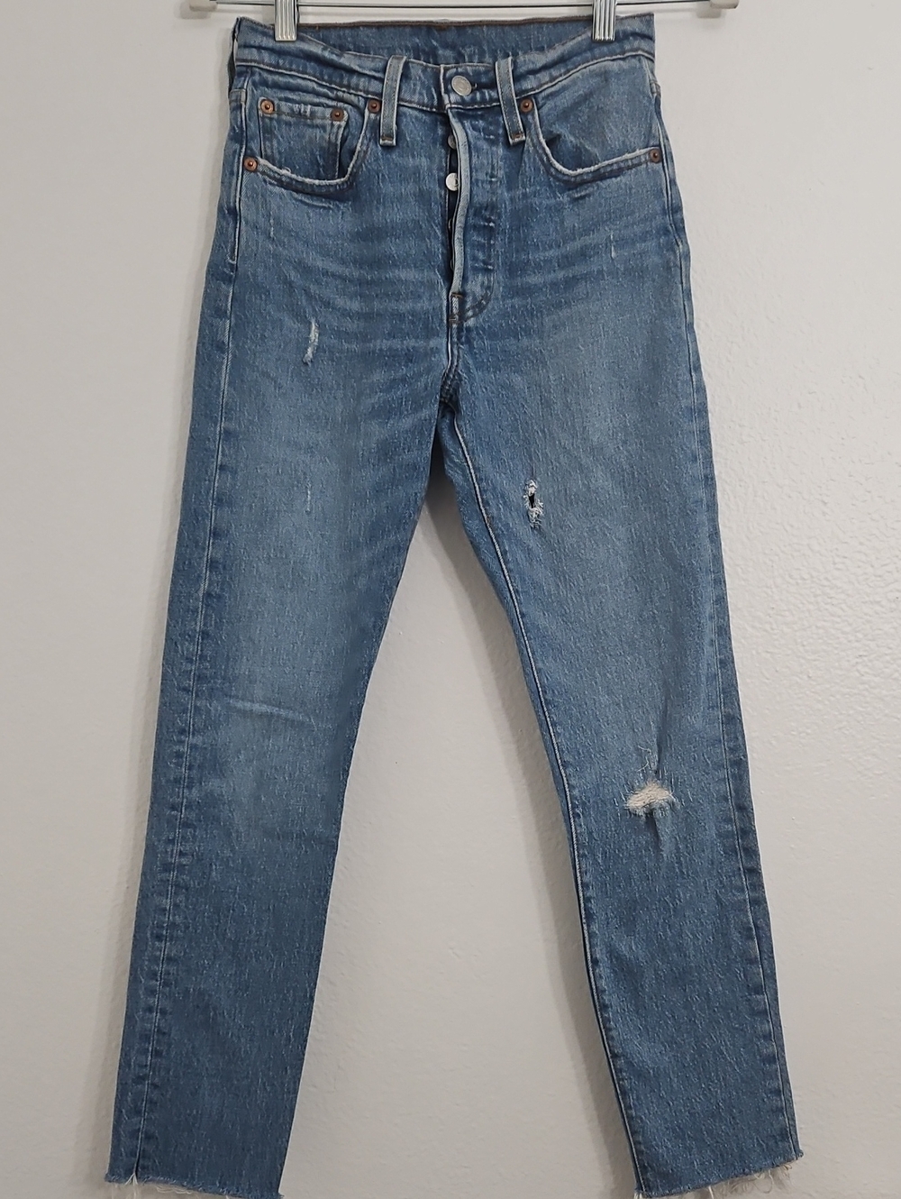 Levi's Straight Leg Distressed Blue Jeans